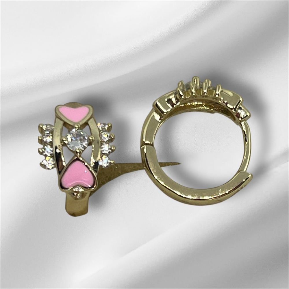 Gold and Pink Heart Earrings